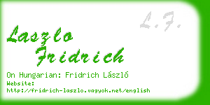 laszlo fridrich business card
